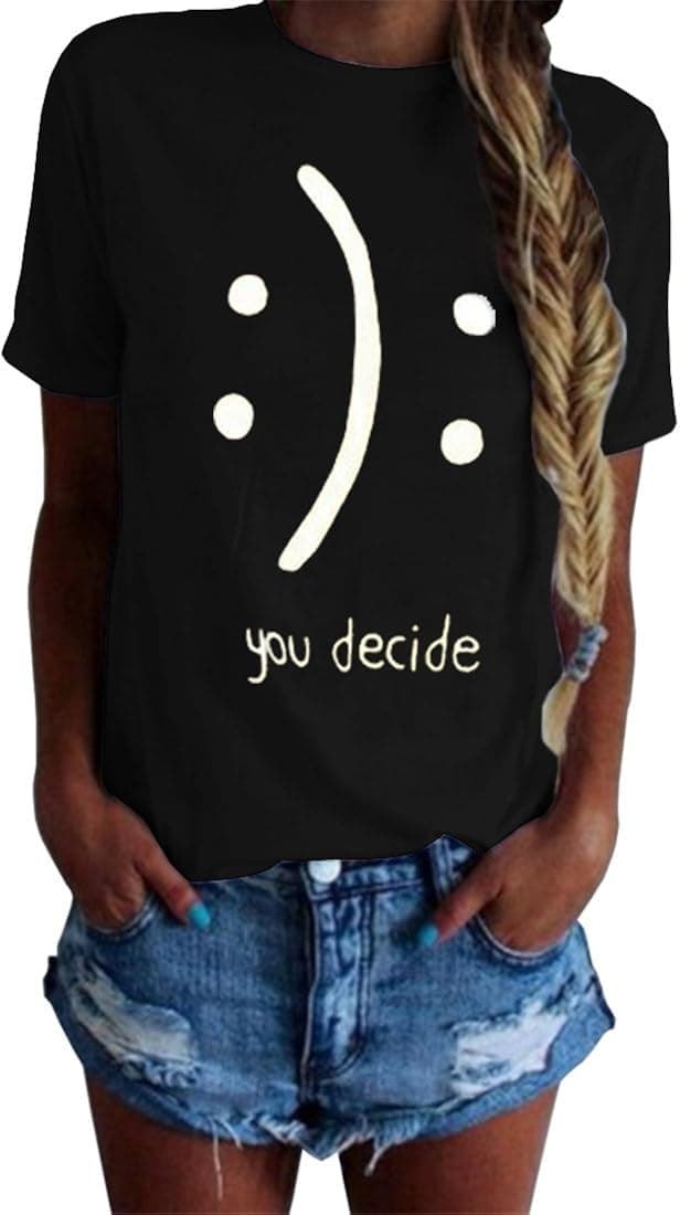 BLACKMYTH Women's T-Shirts Cotton Funny Grahpic Design Casual Short Sleeve Top Tees