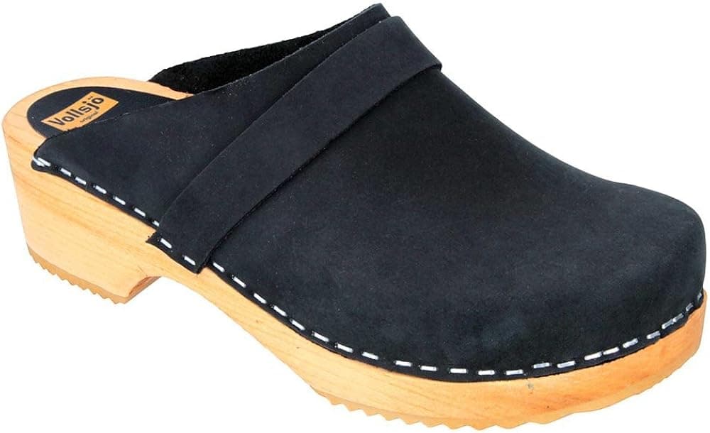 Vollsjö Men's Genuine Leather Wooden Clogs
