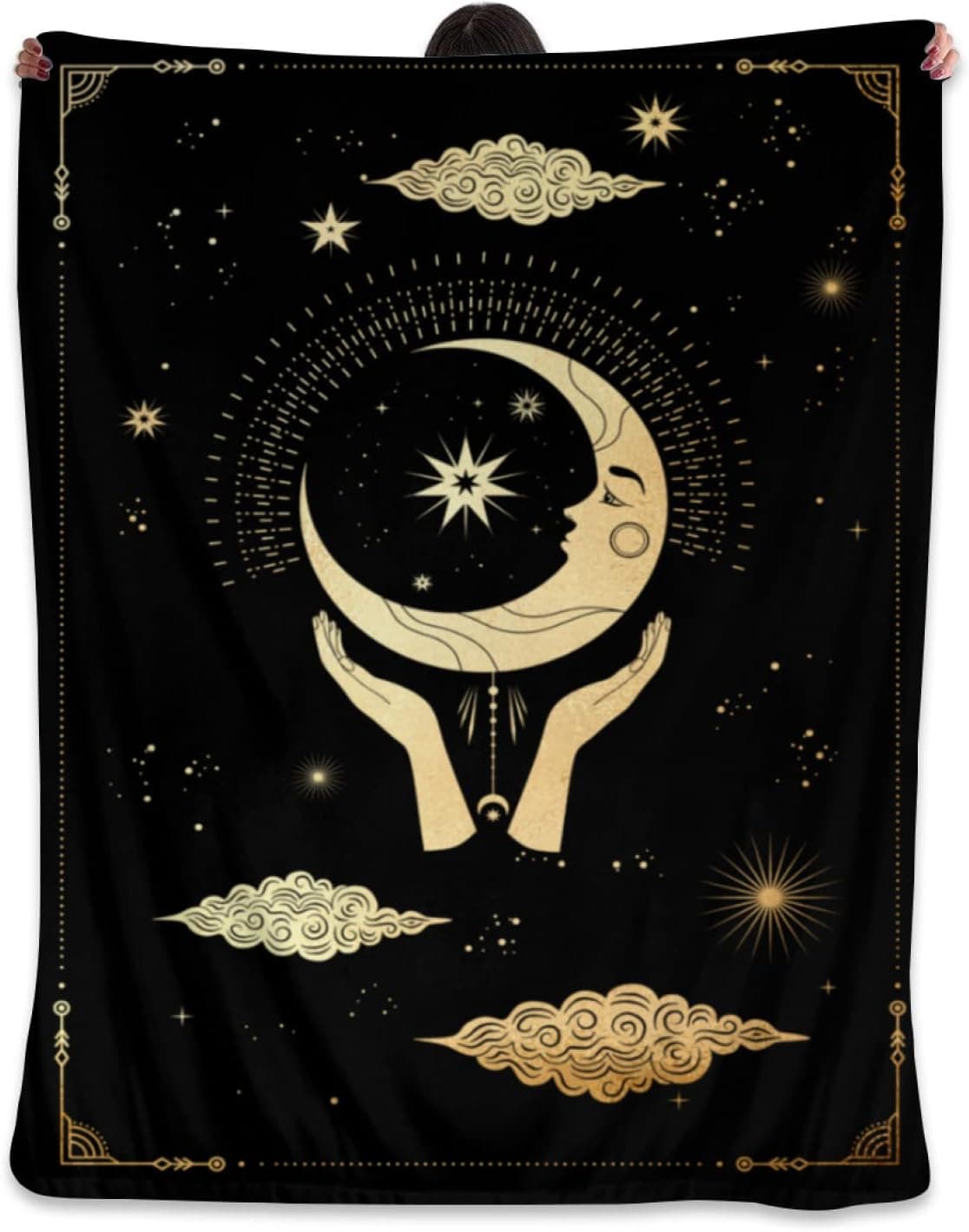 Milanblocks Moon Tarot Card Blanket Warm Astrology Gifts Blanket Astrology Blanket Flannel Fleece Throw Gifts Blanket for Home Bed Couch 80 X 60 in