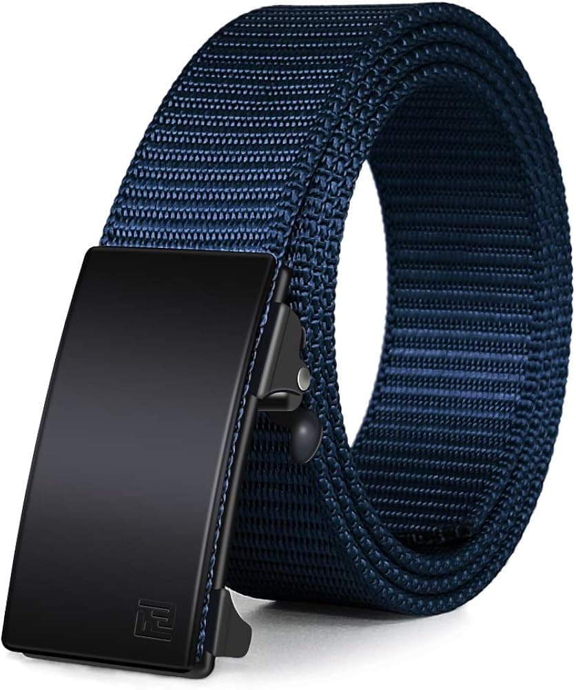 FAIRWIN Men's Ratchet Web Belt,1.25 inch Nylon Automatic Buckle Belt,No Holes Invisible Belt for Men