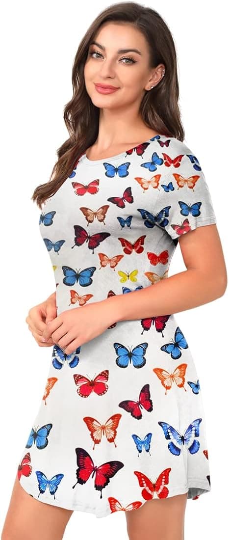 MINANUO Cute Lightweight Short Sleeve Nightgowns for Women Sleepwear Soft Nightshirt Womens Loungewear Cozy Sleepshirt