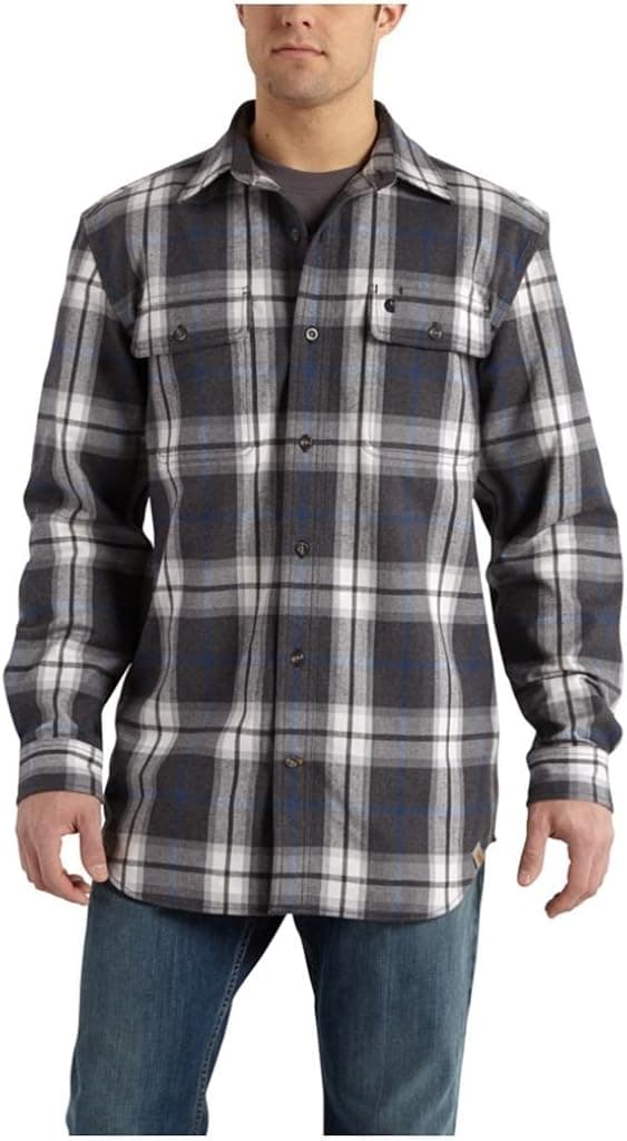 Carhartt Men's Big & Tall Hubbard Plaid Long Sleeve Shirt Heavyweight Flannel Original Fit