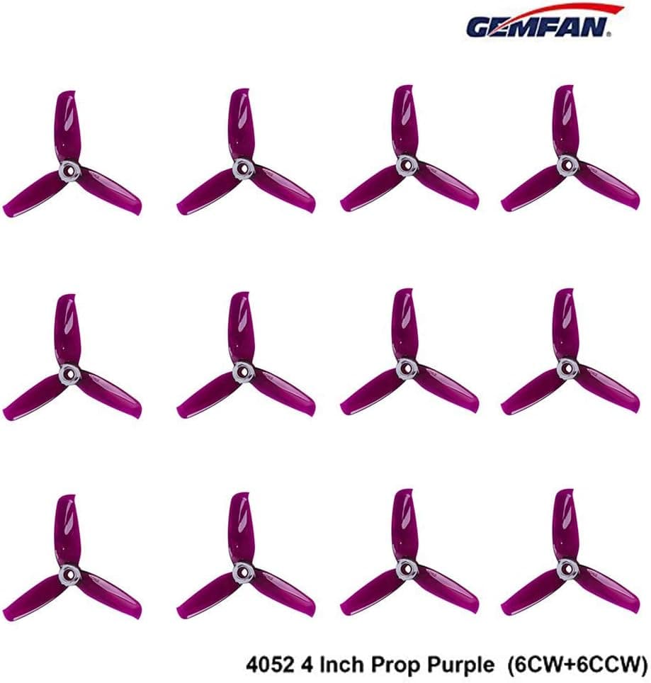 12pcs Gemfan 4052 4 inch 3-Blade Propellers Props Triblade CW CCW Propeller for 2205 2206 2207 Brushless Motor and 160 180 210 220 230 260 FPV Drone Racing Quadcopter Frame Kit by Crazepony (Purple)