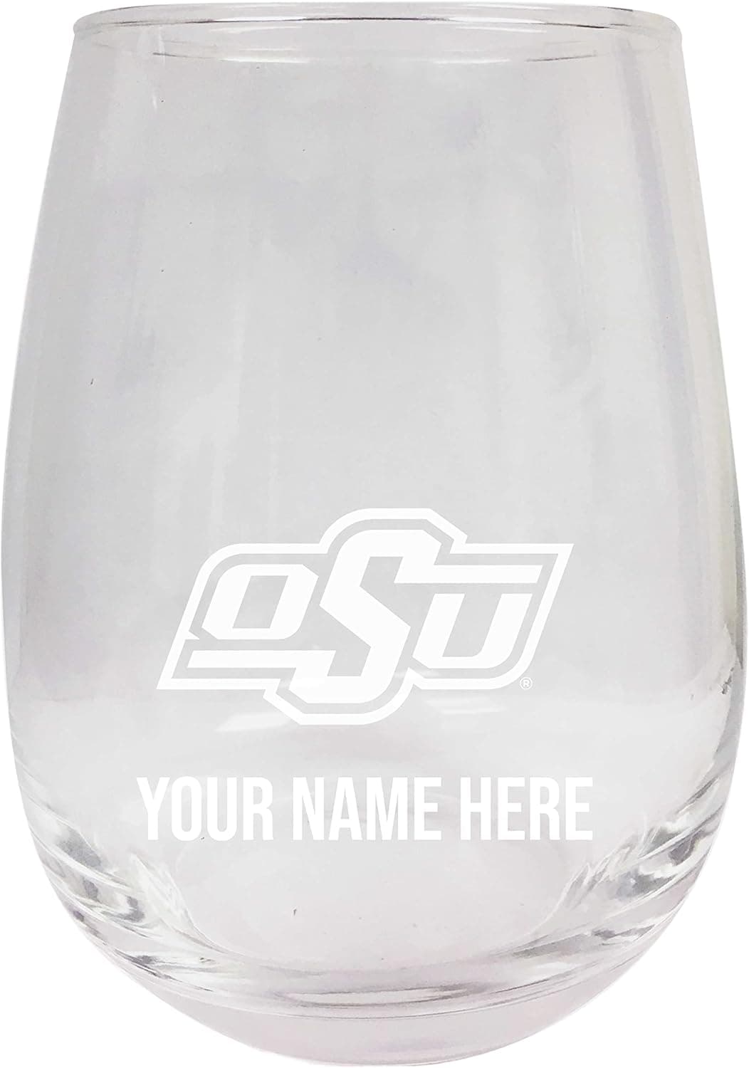 Personalized Customizable Etched Stemless Wine Glass 9 oz With Custom Name (1), Single