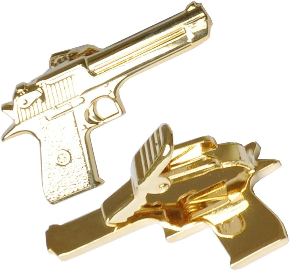 NewSilkRoad Handmade Gun Shape Tie Clip Tie Bar for Skinny Necktie with Gift Bag