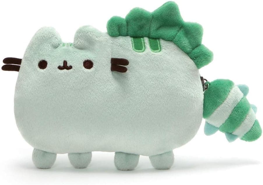 "GUND Pusheen Pusheenosaurus Dinosaur Cat Plush Coin Purse, Green, 5""", one size (4061350)