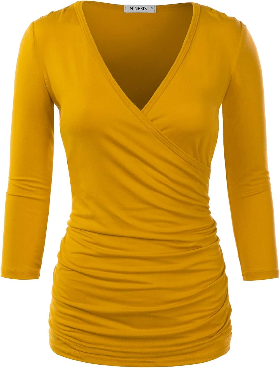 DOUBLJU Womens 3/4 Sleeve Sleeveless Tank Tops Deep V-Neck Surplice Wrap with Plus Size