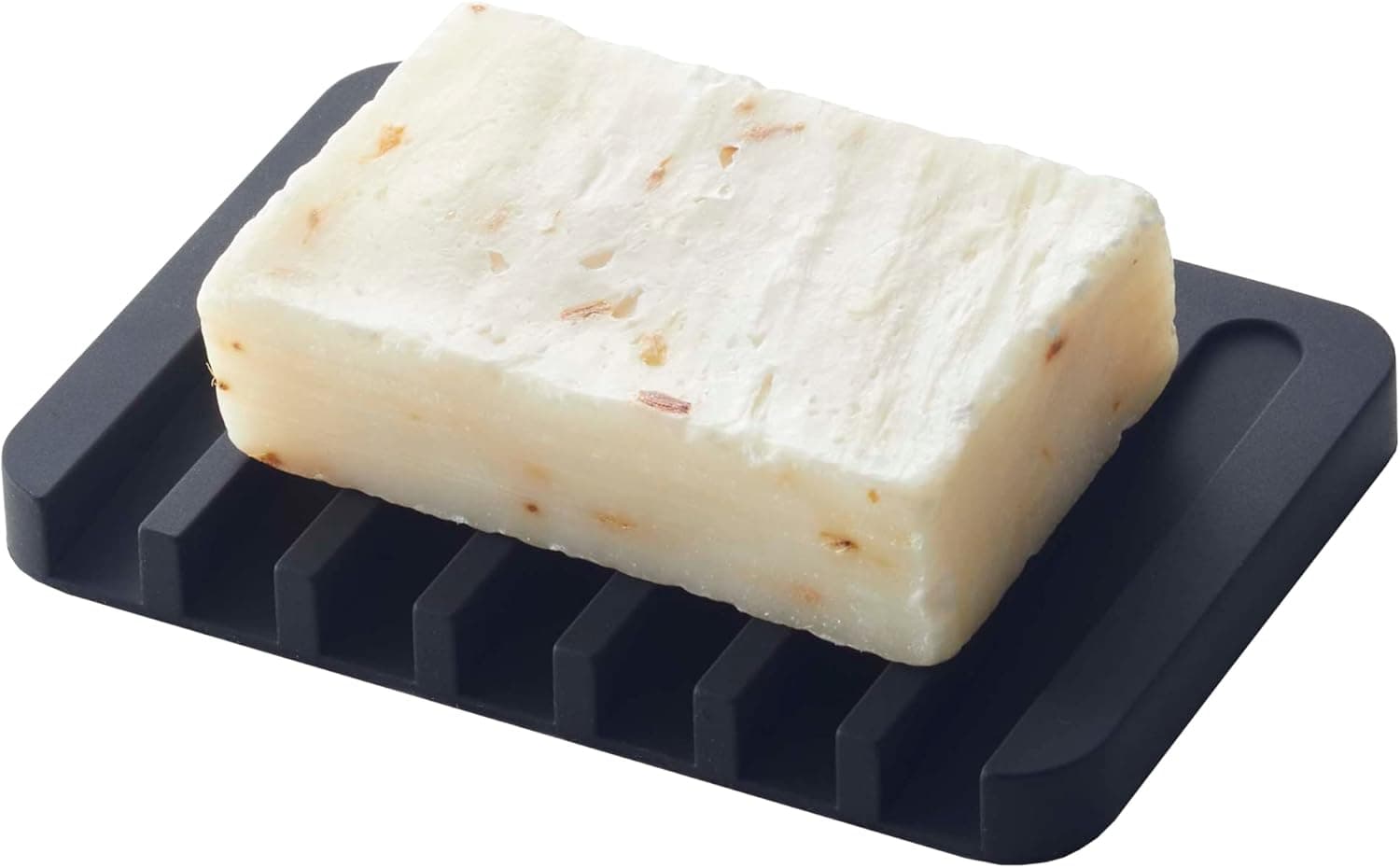 YAMAZAKI home Soap Tray-Silicone Holder Dish for Sink, One Size, Black - 7398