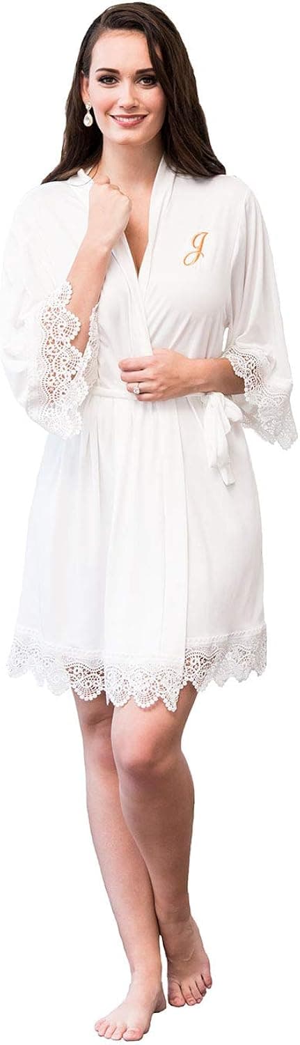 WEDDINGSTAR Women's Customizable Embroidery Soft Bridesmaid Kimono Robe
