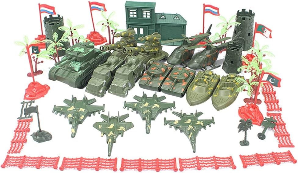 41 Piece Plastic Army Men for Boys, Cool Mini Army Action Figures Military Set, Military Toy Soldiers Figures with Tanks, Planes, Flags Accessories Army Base Military Toy Figurines for Boys