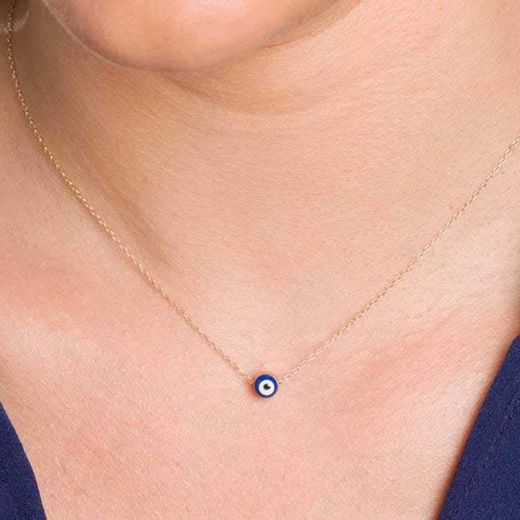 Zehory Blue Evil Eyes Necklaces Gold Pendant Necklace Chain Jewelry Adjustable for Women and Girls