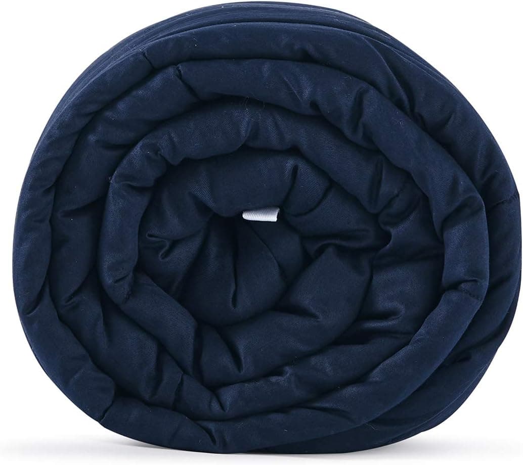 California King Size Weighted Blanket | 90''x108'',25lbs | Perfect for Couples | Premium Cotton Material with Glass Beads | Navy