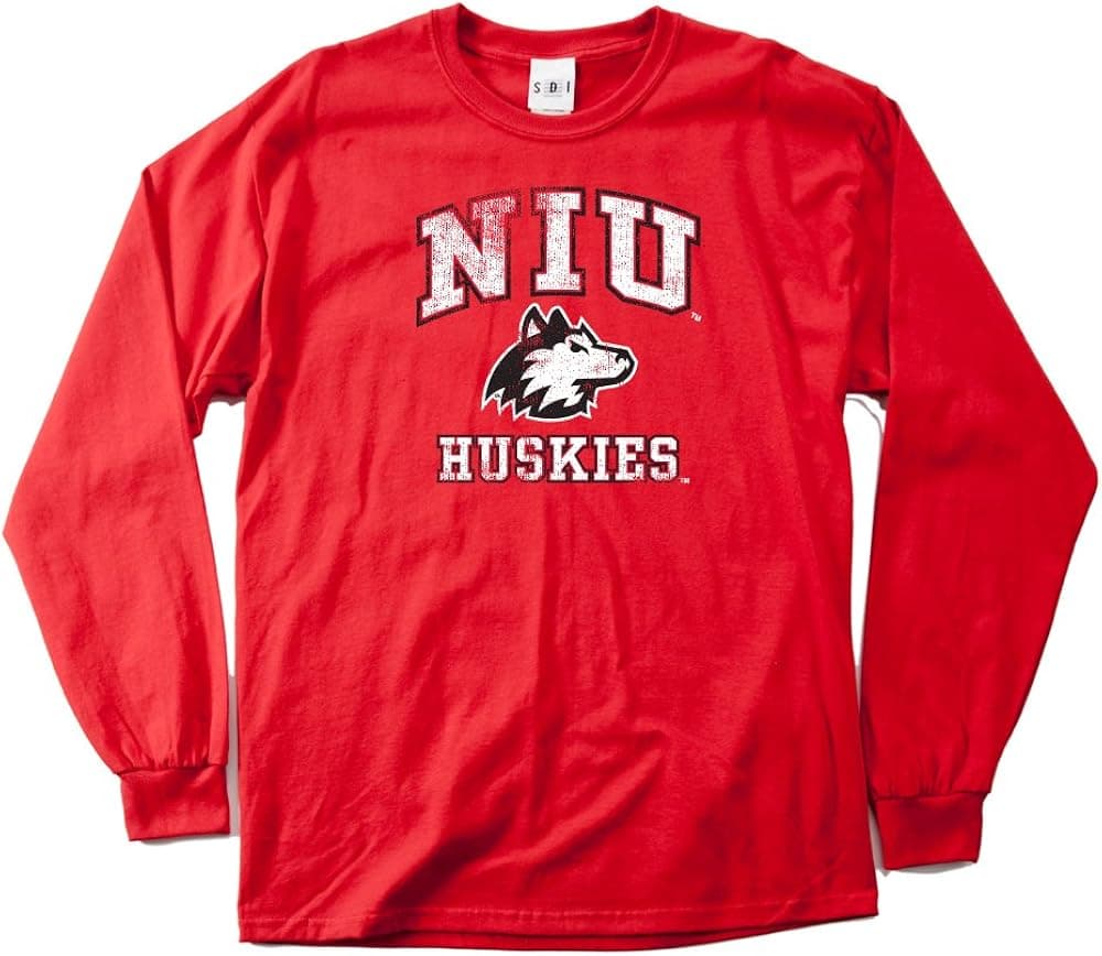 NCAA Northern Illinois Huskies 100-Percent Pre-Shrunk Vintage Mascot Long Sleeve Tee
