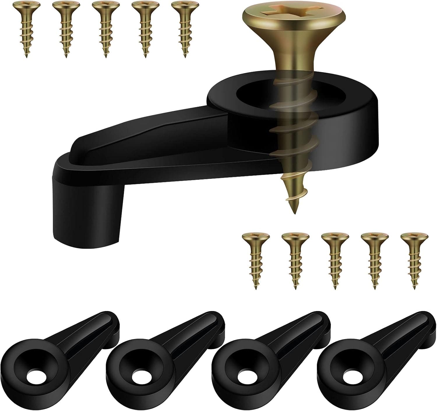 50 Pack Glass Retainer Clips Kit, Cabinet Glass Clips 4 mm Glass Clip with Screws for Fixing Glass Cabinet Doors (Black with Gold)