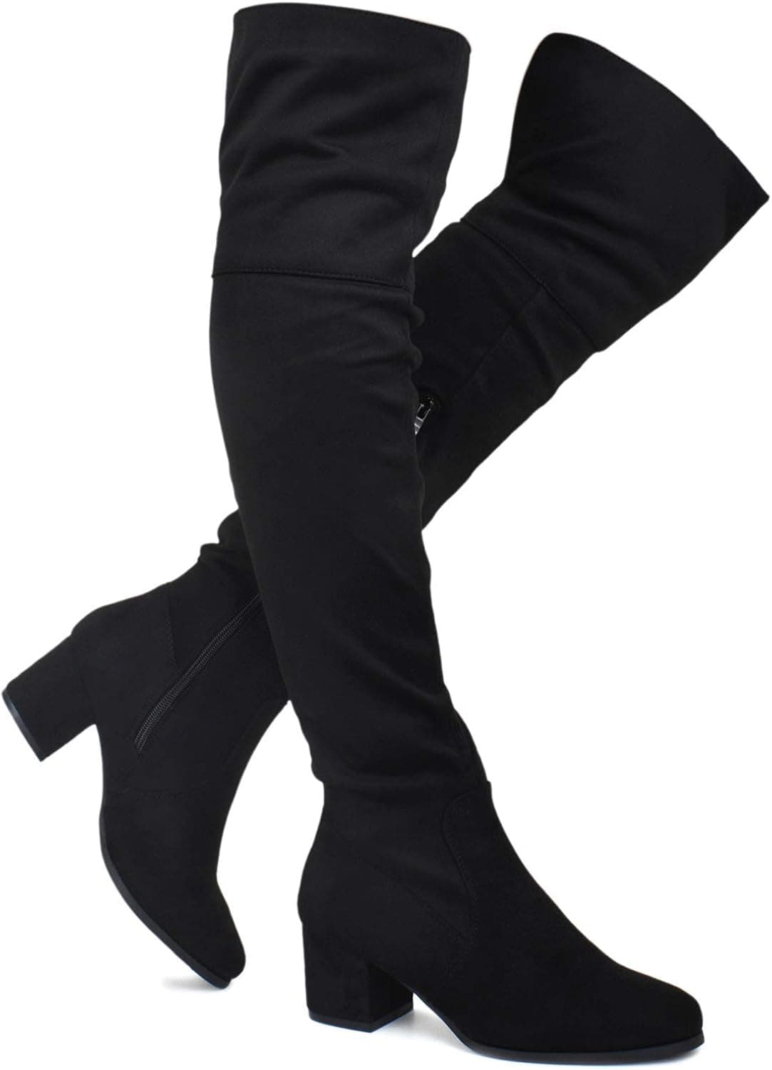 Premier Standard - Women's Over The Knee Stretch Boot - Trendy Low Block Heel Shoe - Sexy Over The Knee Pullon Boot