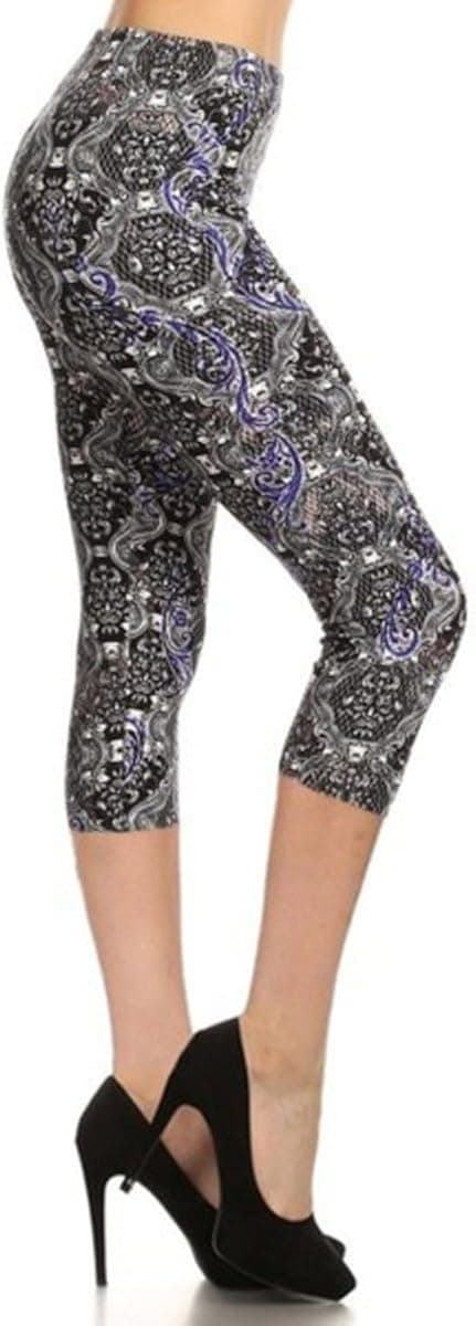 Leggings Depot Capri Print Leggings True Royal