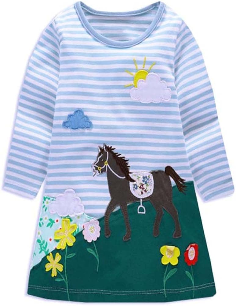 VIKITA Toddler Girl Loose Long Sleeve Dress Baby Girls Winter Casual Dresses 1-8 Years MS0269, 8T