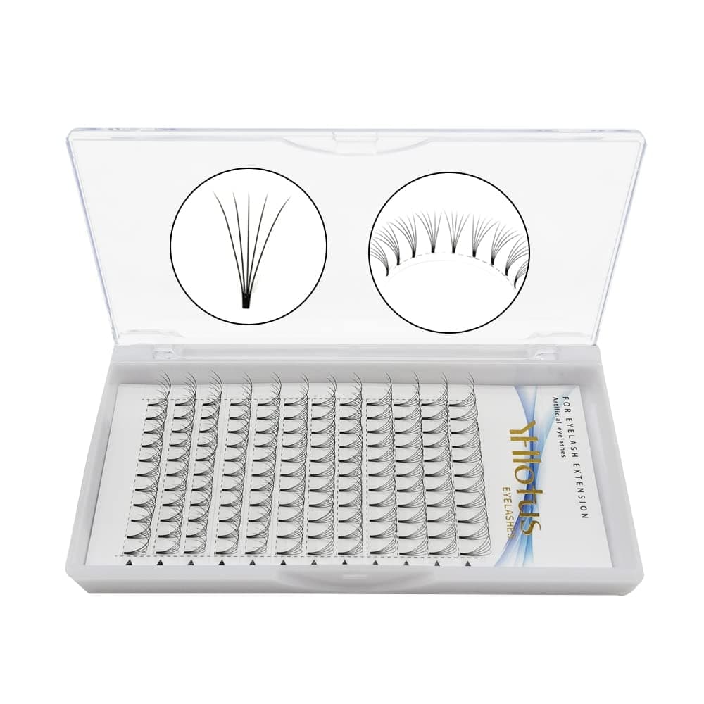 Premade Fans Eyelash Extensions 5D 0.07mm Short Stem Premium Volume Fans Lash Extension Premade Professional Cluster Fans (8mm, 5D-0.07-C)