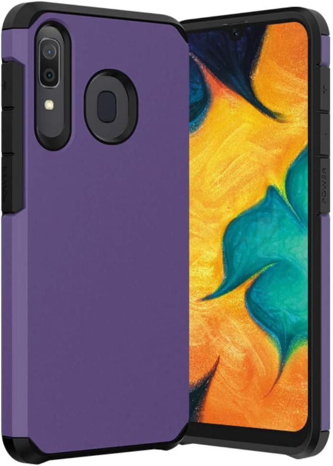 Starhemei for Galaxy A20 Case, Galaxy A50 Case, Galaxy A30 Case, Shock Absorption Double Layer Rubber Case Full-Body Protective Case Cover for Samsung Galaxy A20 (Purple)