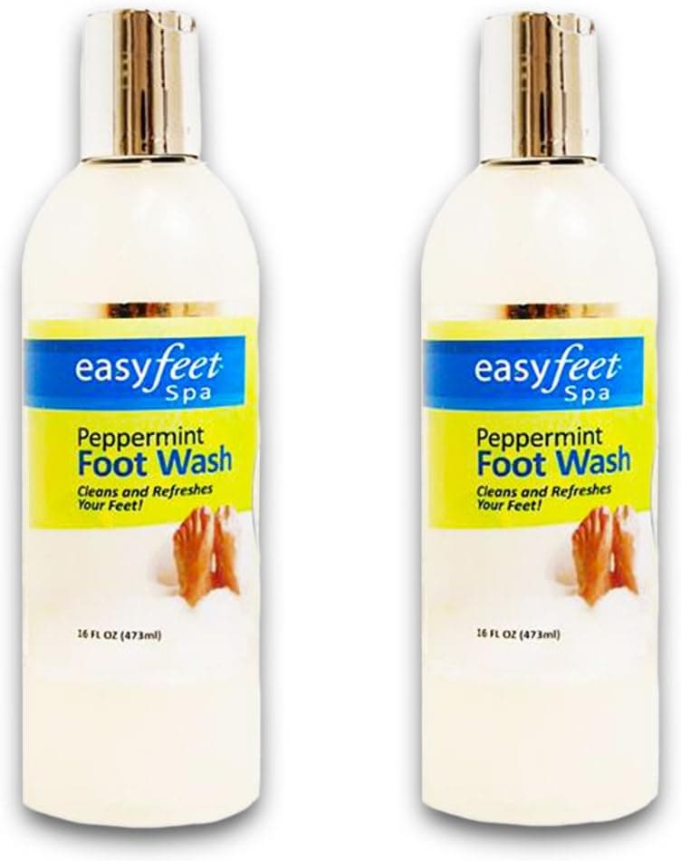 Easy Feet Spa Peppermint Foot Wash 16 Oz. Bottle (2 Pack Bundle)