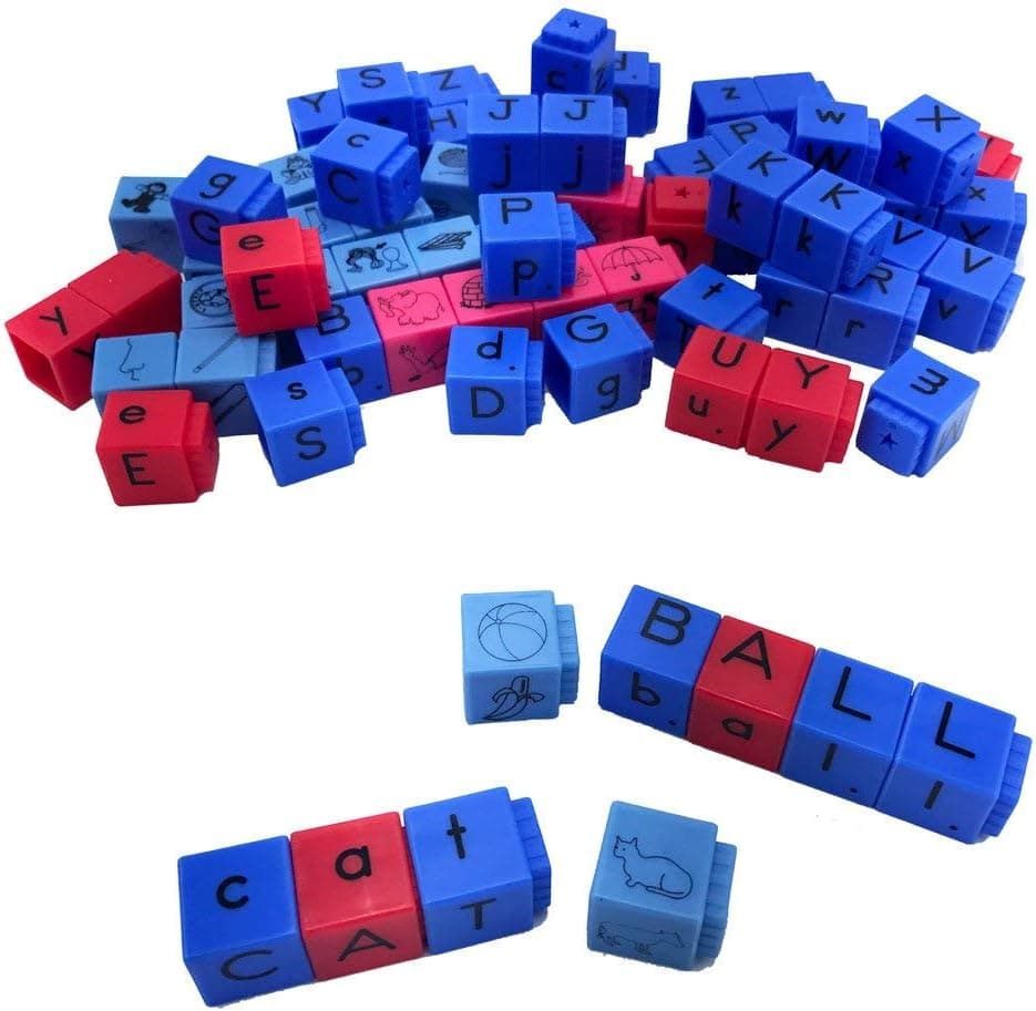 hand2mind Reading Rods, Create Sight Words with Alphabet Blocks, CVC Word Builders Linking Cubes, Reading Manipulatives, Montessori Alphabet, 1st Grade Reading, Homeschool Supplies (Set of 82)