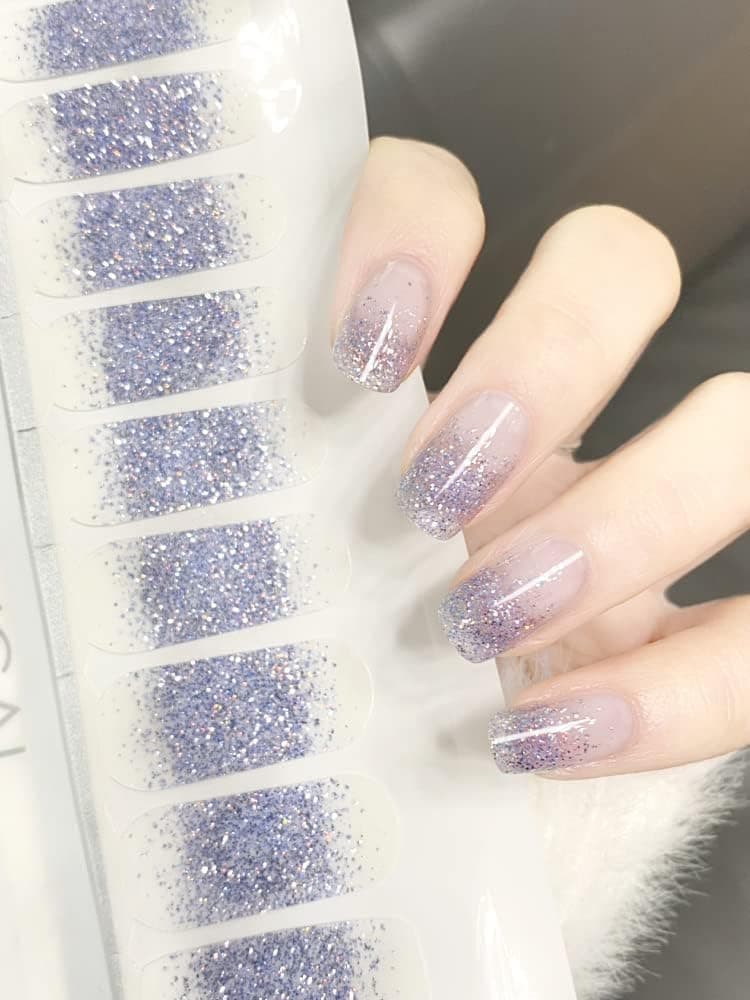 Beetle Studio 22 PCS Full Nail Polish Strips Nail Wraps Decal Street Adhesive Nails Stickers False Nail Design Nail Polish Strips with Nail Files for Women Girls,Y387-blue Diamond