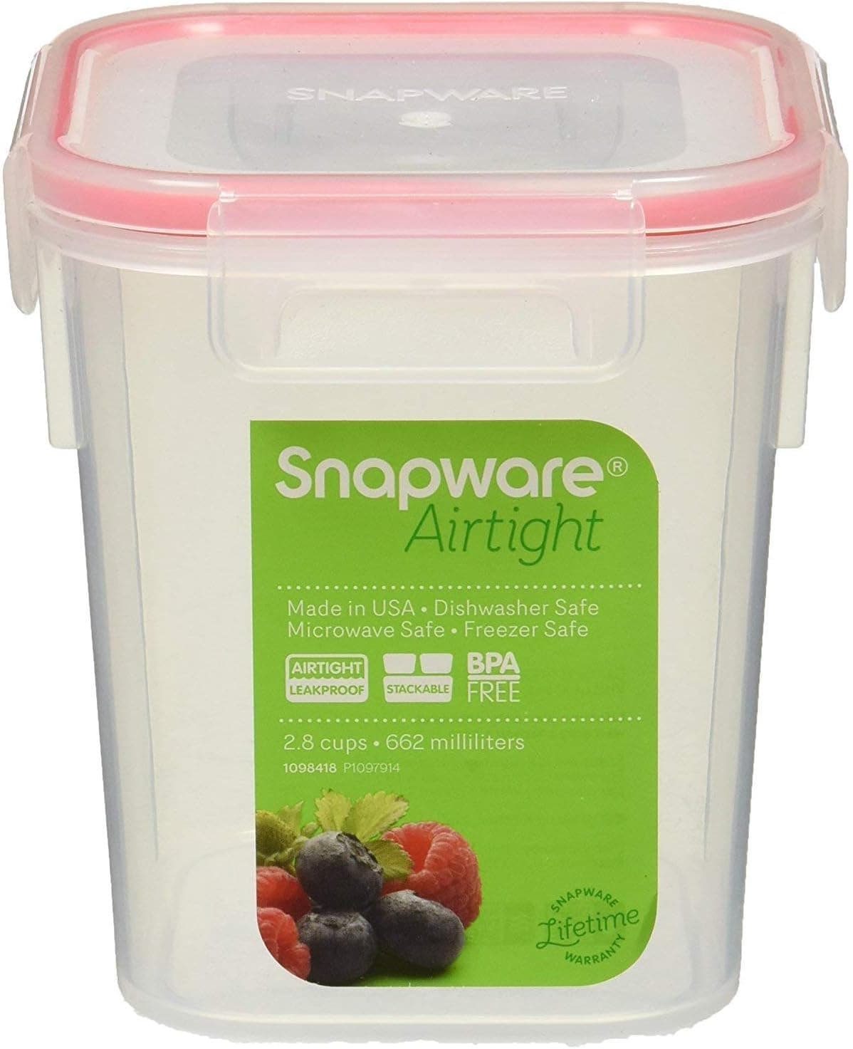 Snapware Airtight 2.8 cup Rectangle with Red Seal (2, Small)