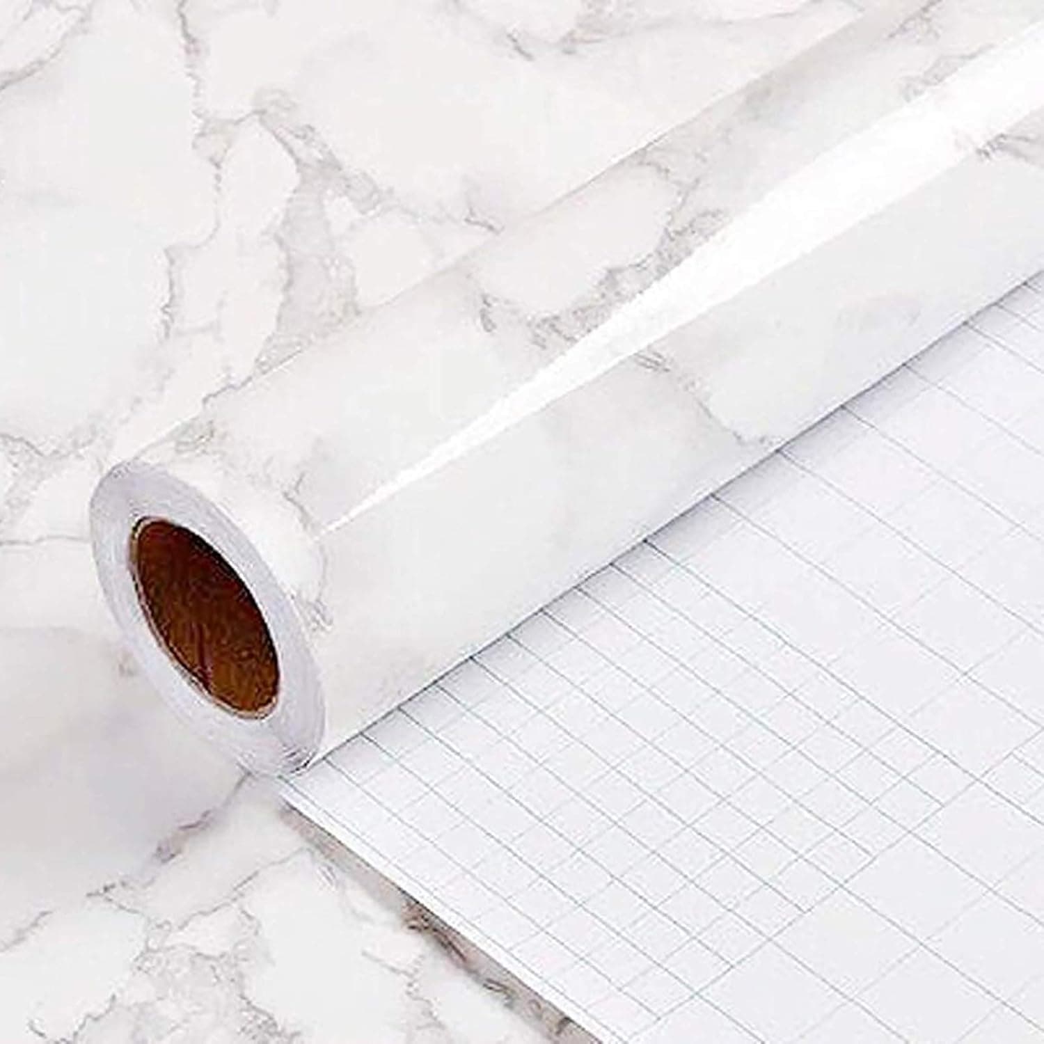 Yancorp 24" Wide White Gray Marble Removable Grey Wallpaper Film Self-Adhesive Kitchen Peel Stick Backsplash Vinyl Countertop Furniture Shelf Liner (18"x197")