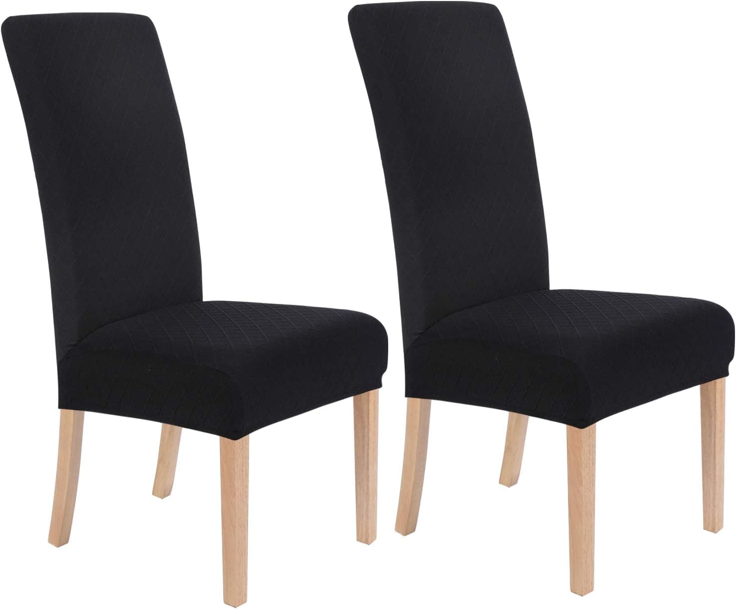 smiry Dining Room Chair Covers Stretch Jacquard Chair Covers for Dining Room Parson Chair Slipcovers, Set of 2, Black