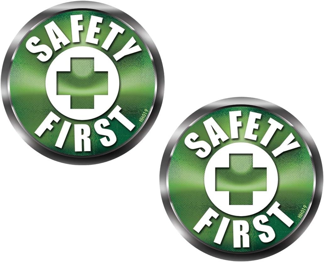 REFLECTIVE SAFETY FIRST Hard Hat Stickers - 2 Pack GREEN #HH019-REF Helmet Vinyl Decal EMT Decal tool box