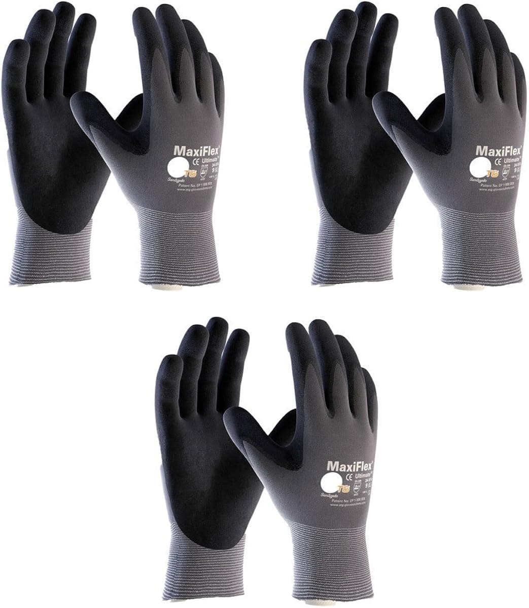 Maxiflex (3) Pair's 34-874/Small Gloves Nitrile Micro-Foam Grip Palm & Fingers - Excellent Grip and Abrasion Resistance - Seamless Nylon with Lycra Liner (Size-S/3 Pairs)