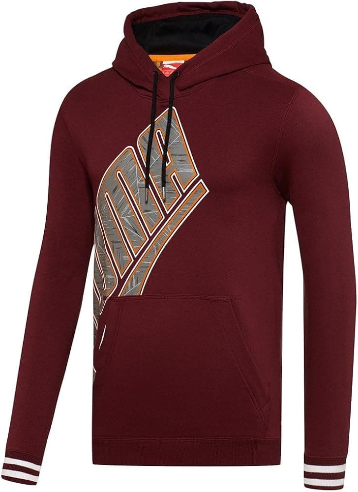 PUMA Men's Pullover Hoody Sweatshirt, Zinfandel/White, Large
