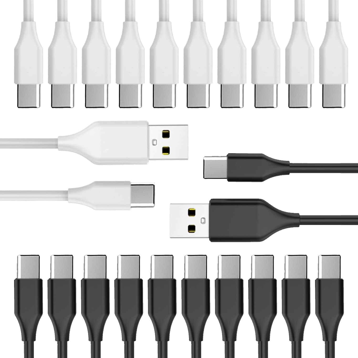 USB Type C Cable Fast Charging [20-Pack 3.3ft], TekSonic USB-A to USB-C 3A Multi Pack Bulk Charge Cord Compatible with Samsung Galaxy S10 S9 S8 S20 S21 Plus A52 A21 A32 A11,Note 10 9 8, PS5 Controller