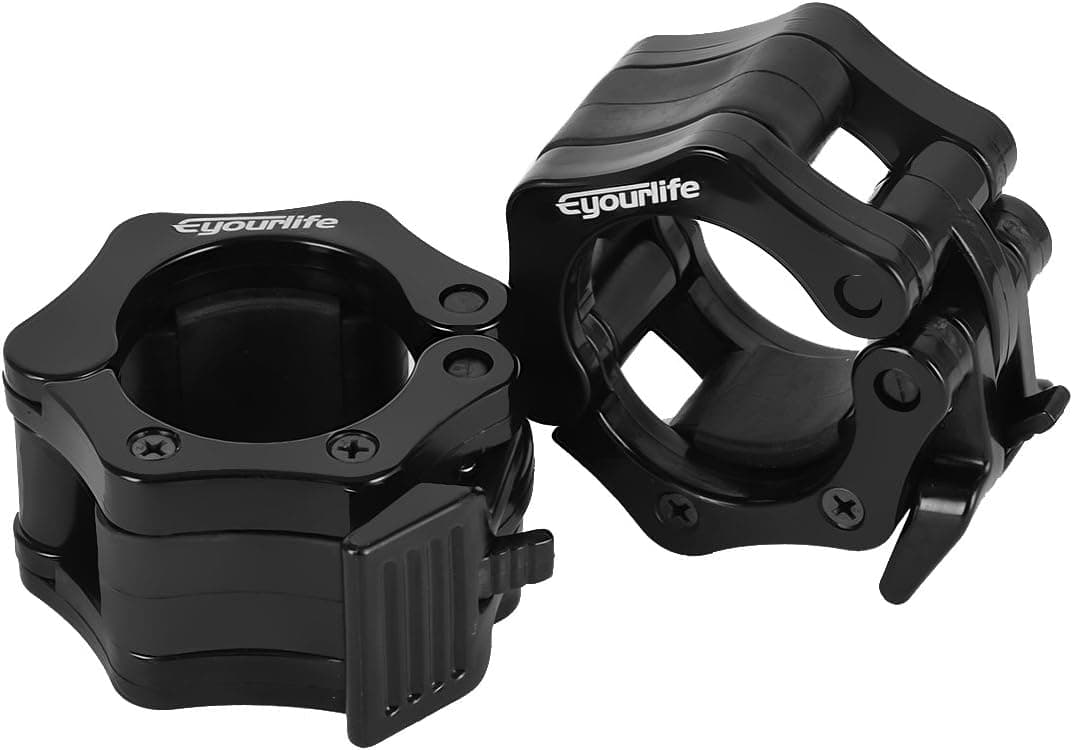 Eyourlife Barbell Collars Olympic Barbell Locking Clamp Hook Grip with Secure Quick Release Snap Feature for Crossfit Strength Weight Training 2'' Inch Olympic Size -Black (2 Pack)