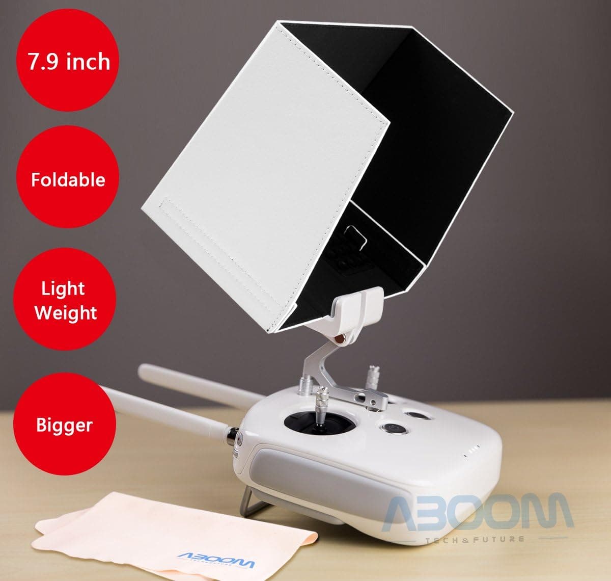Aboom Phantom 4 Phantom 4 Pro Phantom 3 Remote Controller Monitor Hood Sunshade Sun Hood and Cleaning Cloth for Tablets (7.9 inch iPad Mini and majority of small-form factor tablet devices )