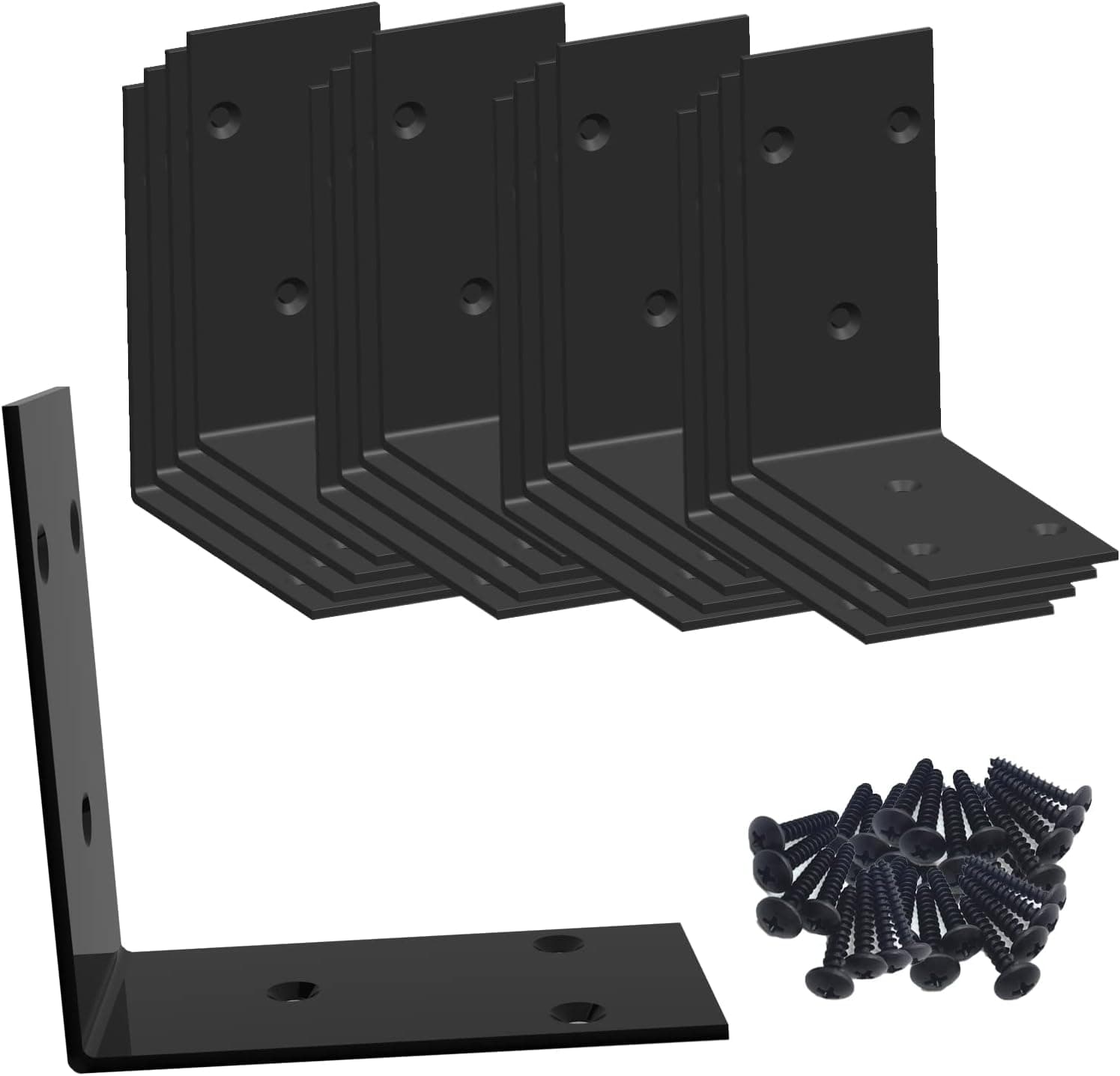 Raised Garden Bed Corner Brackets,L Bracket,Heavy Duty Corner Brace,Stainless Steel Shelf Bracket,Black Large Angle Brackets, Metal Brackets for Wood Aufuga(4x4x2x0.08)(16Pcs)