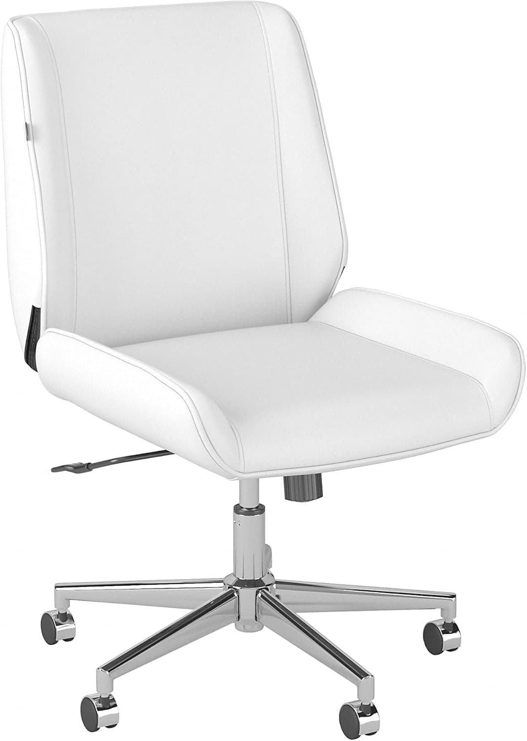 Bush Business Furniture Bay Street Wingback Leather Office Chair, White