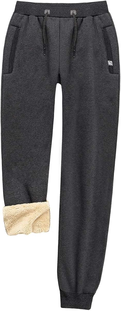CARWORNIC Men's Warm Sherpa Lined Joggers Pants Winter Casual Sport Track Fleece Tapered Sweatpants