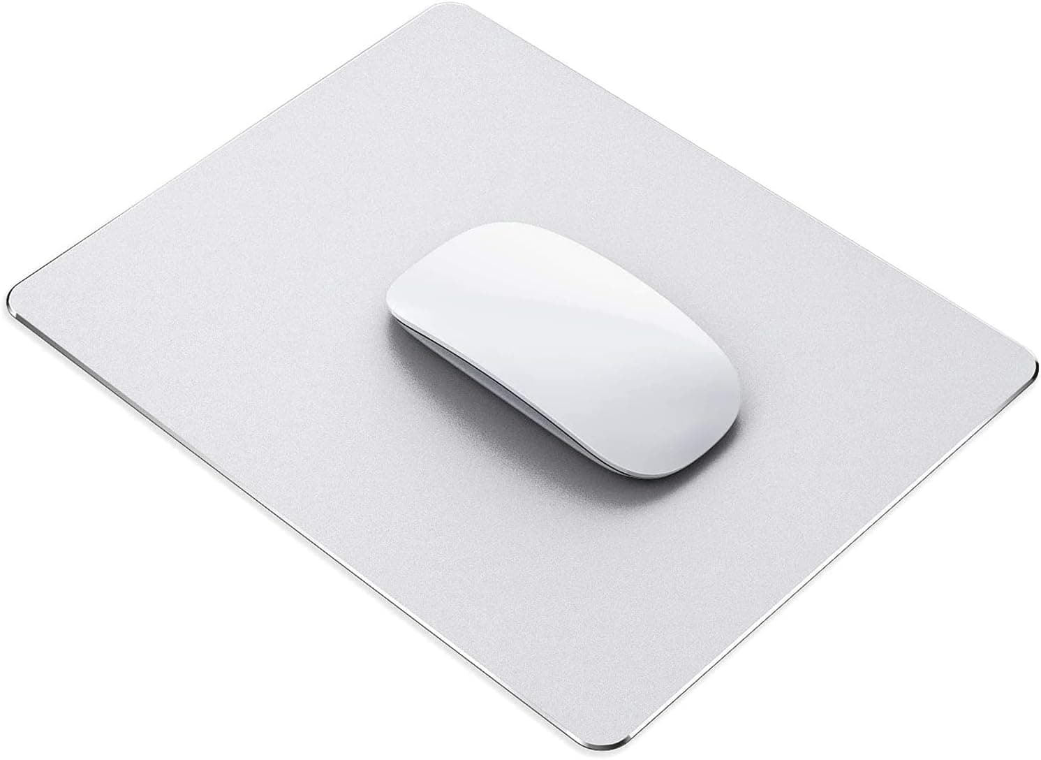 Mouse pad, Metal Aluminum Mouse Pad, Office and Gaming Thin Hard Mouse Mat Double Sided Waterproof Fast and Accurate Control Mouse pad for Laptop, Computer and PC. (Silver) (Medium Silver, Medium)