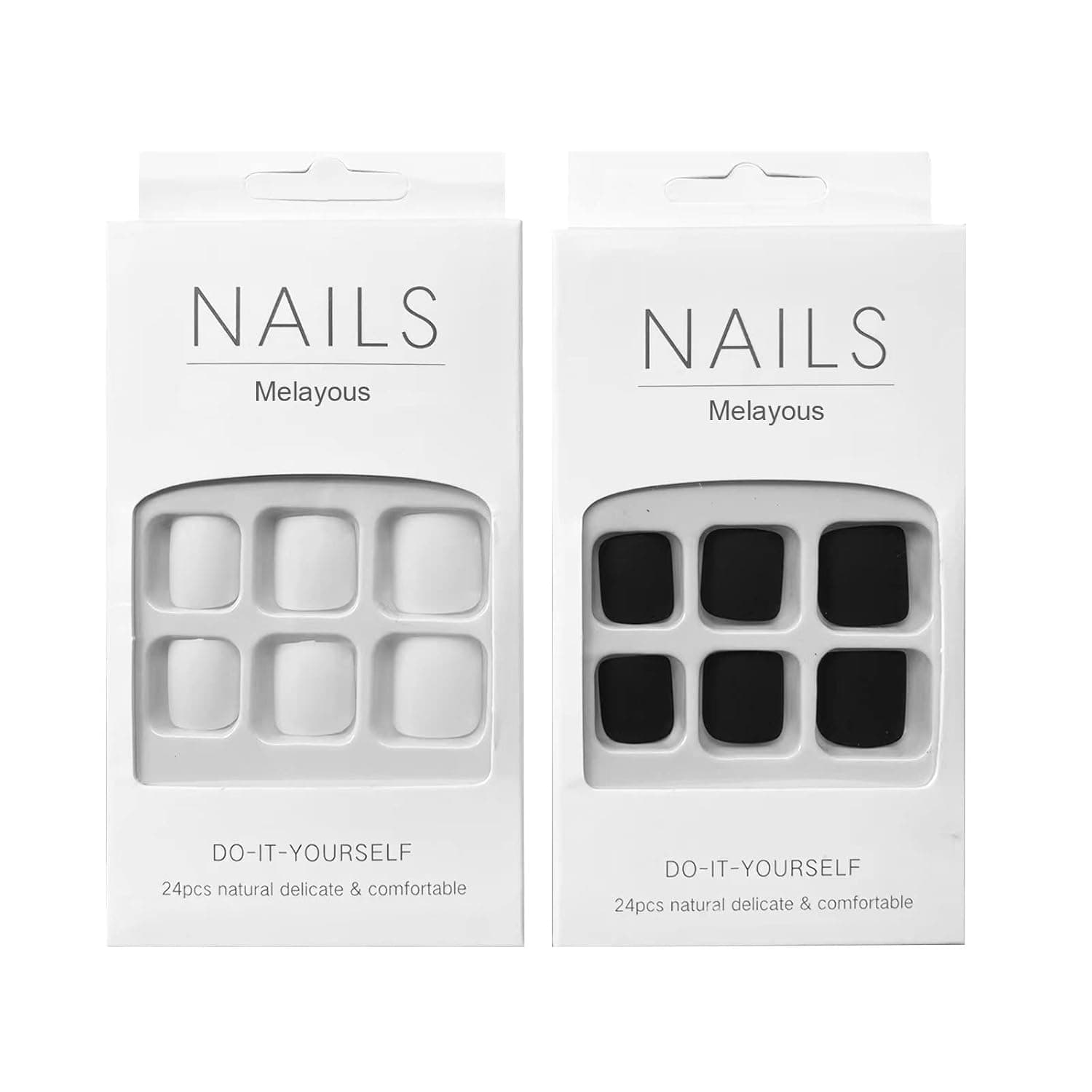 Melayous 2 Packs 48Pcs Black and White Press on Toenails, Matte Square Short Fake Toe Nails, Full Cover Artificial False Nails with Glue for Women and Girls, White,Green