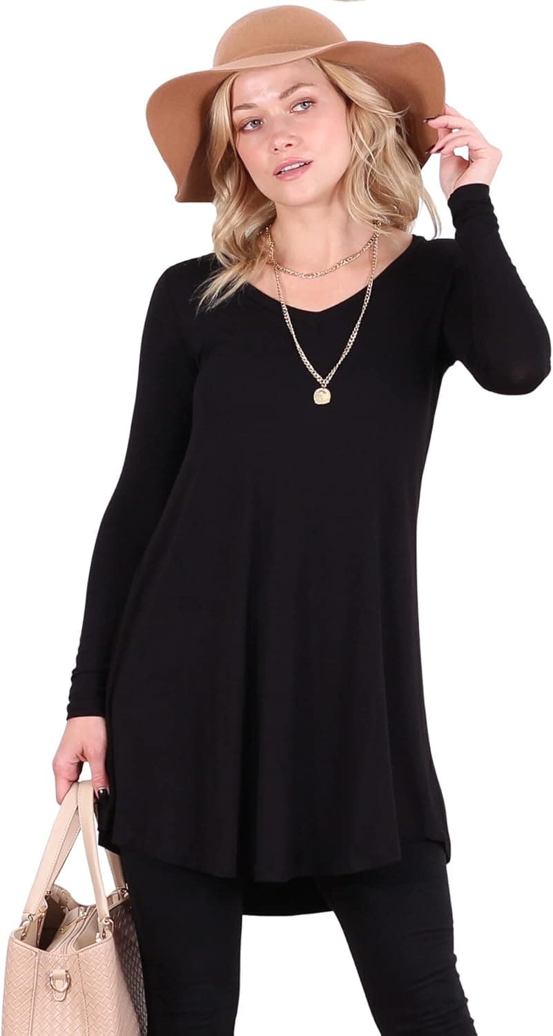 Popana Womens Long Sleeve Tunic Tops to Wear With Leggings Loose Fit Plus Size Dressy Casual