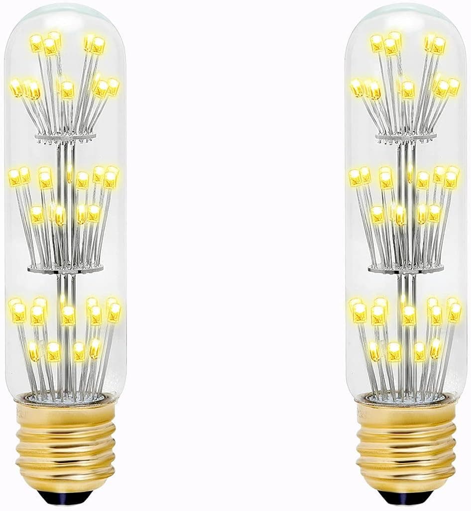 Decorative T10 LED Tubular Edison Light Bulbs Tube Vintage Led Bulbs 40 Watt Equivalent E26 Medium Base Clear Glass Cove Warmest Color Amber Glow (5.1"-2200K)