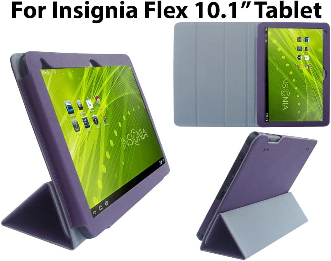 HappyZone PU Leather Case Cover For Insignia Flex 10.1" (Model: NS-14T004) Tablet - Purple