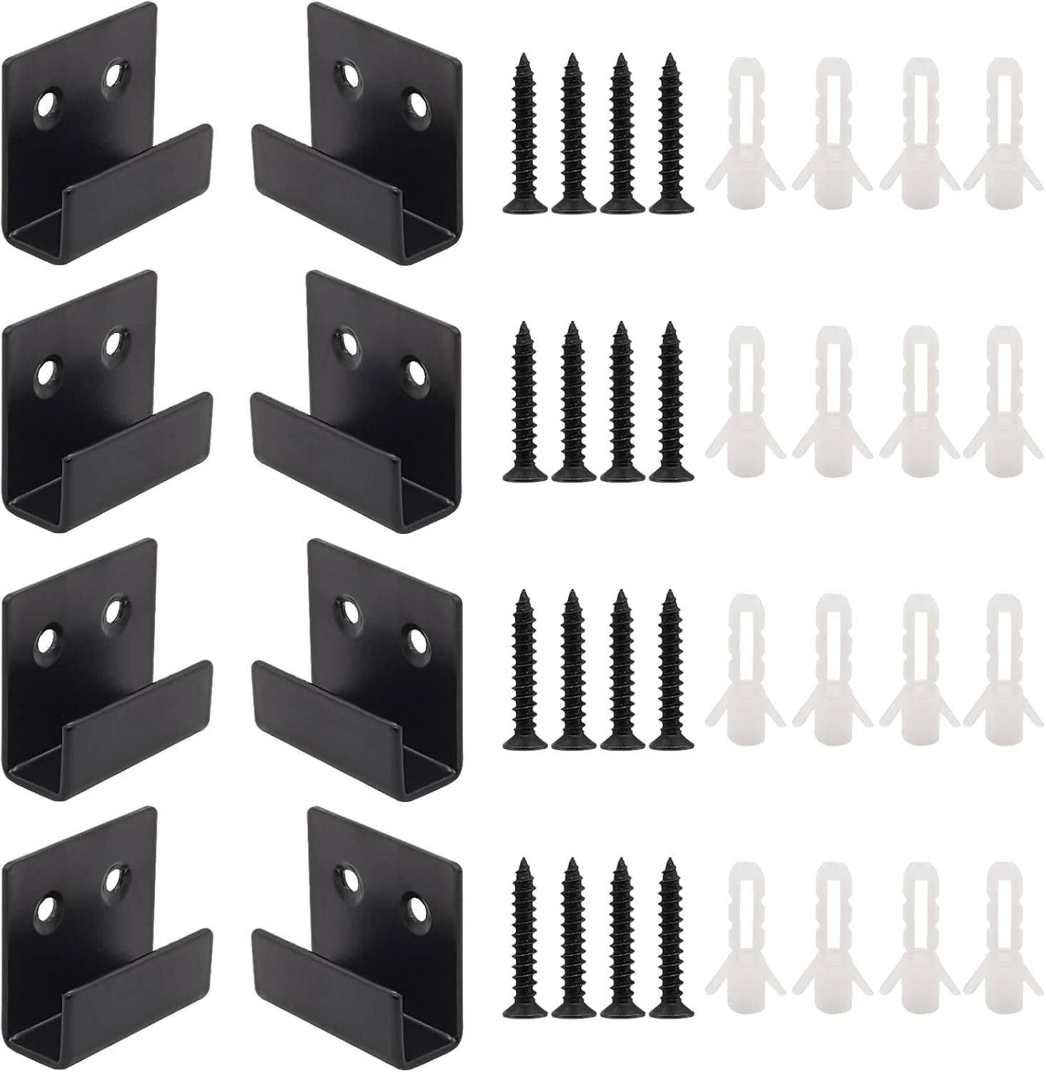 Coufce 10mm / 0.39 Inch Stainless Steel Tile Bracket, Black U Bracket, Billboard Holder, Heavy Duty Wall Mount Hooks Utility for Display Board, Ceramic(8 Pcs)