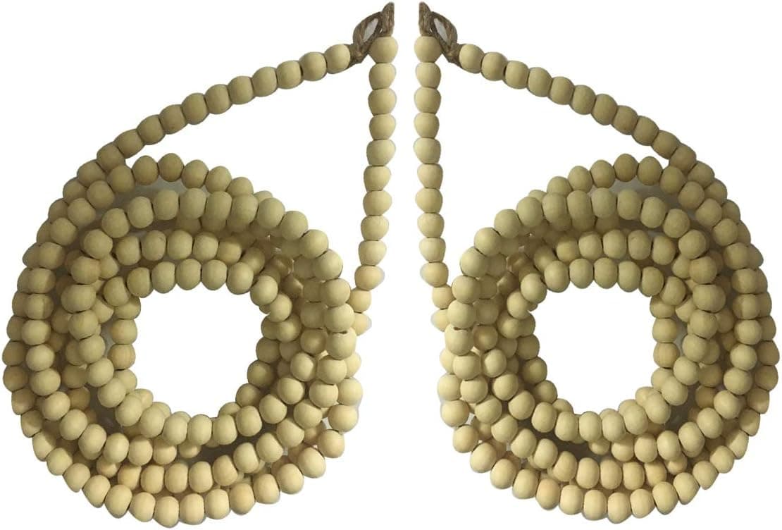 Teague 2 pcs Wooden Beads Garland, 10 mm Small Wooden Beads for Christmas Garland, 13 Feet