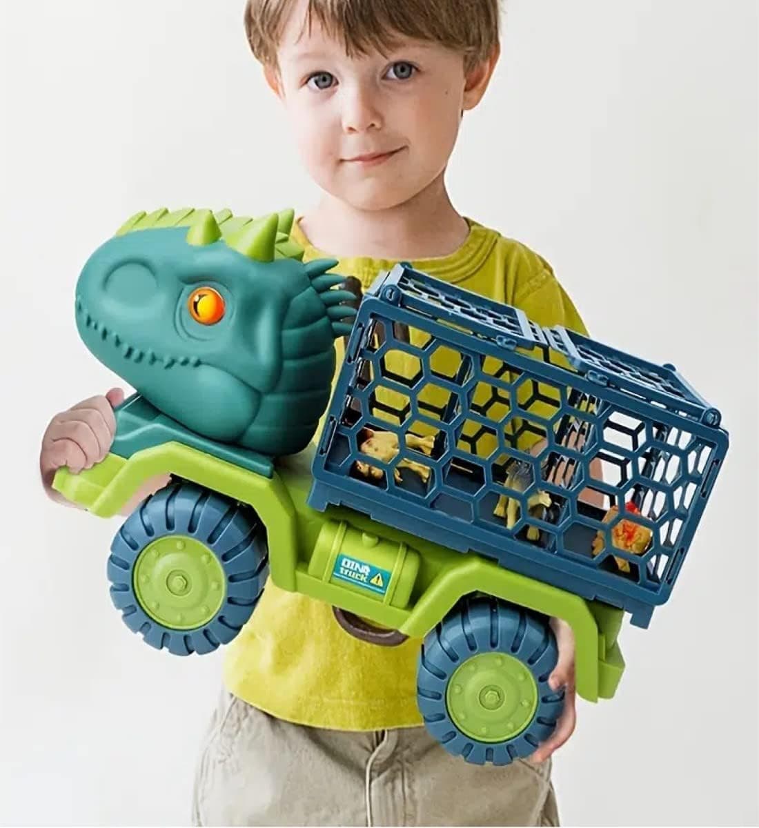 Dinosaur Truck Toys for 3yrs+ Kids Tyrannosaurus Transport Car Carrier Truck with Dino Figures, Activity Play Mat, Dinosaur Eggs, Capture Jurassic Dinosaur Play Set for Boys and Girls