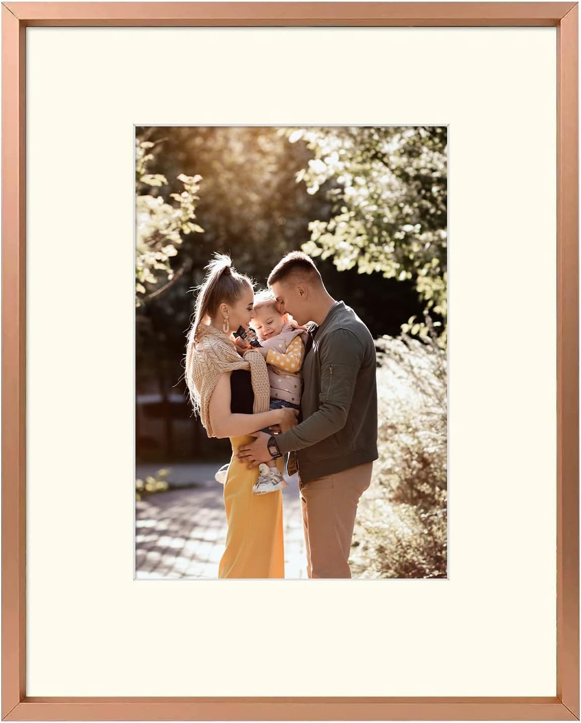 Golden State Art, Rose Gold 8x10 Picture Frame - Displays Photos 5x7 with Mat or 8x10 inch Without Mat - Shatter-Resistant Glass Aluminum Photo Frame for Wall or Tabletop Display