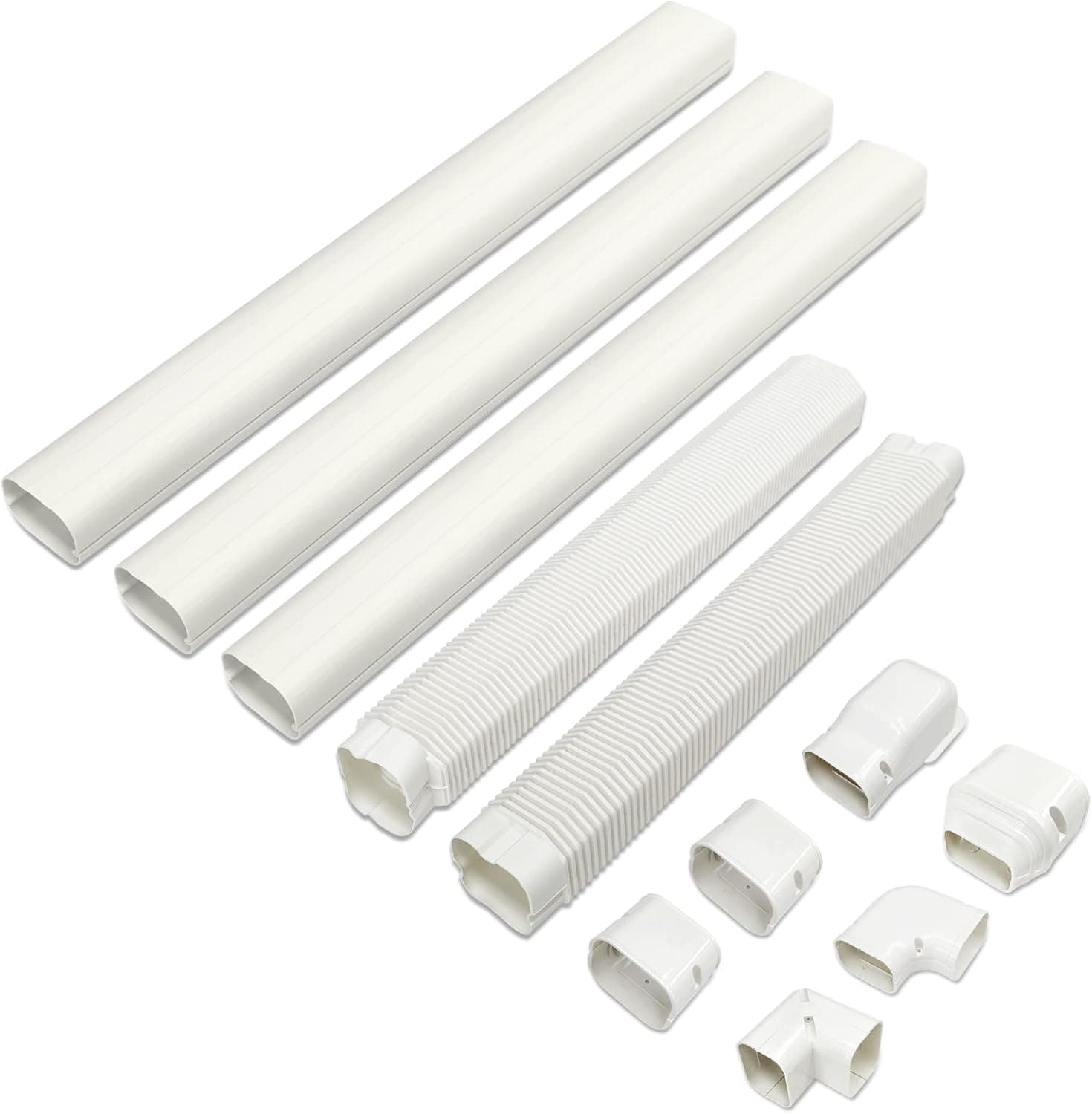 LILIJIA 3" 12.5Ft Mini Split Line Set Cover, Decorative PVC Line Set Cover Kit for Air Conditioners and Heat Pumps, with Flexible Duct, Creamy White