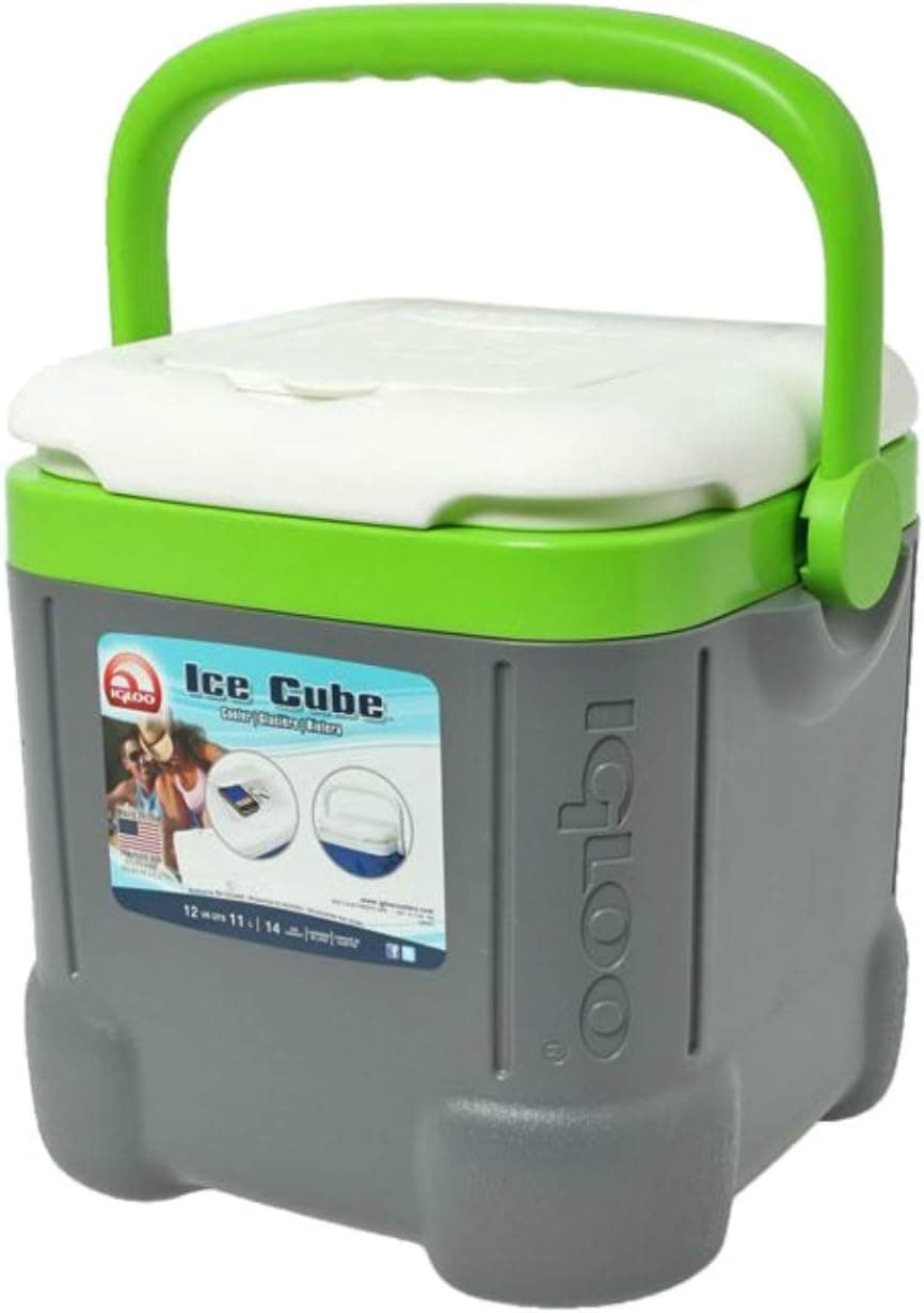 Igloo Ice Cube 12 Quart Cooler, Meteorite/Green, 11 Large