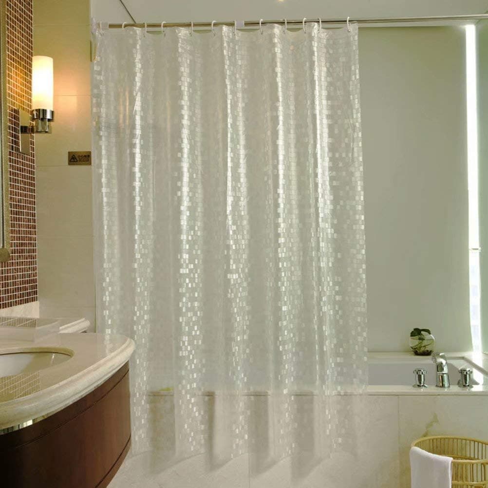 Neecan Heavy Duty Waterproof EVA Shower Curtain Liner,Clear 3D Water Cube Shower Curtain for Bathroom Shower Stall,Bathtubs.12 Hooks. (Mosaic, 71Wx79L)